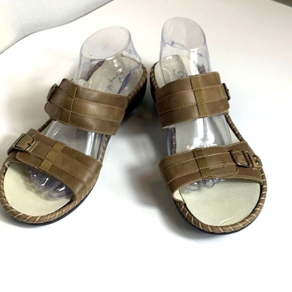 Propet Kelowna Light Brown Leather Adjustable Comfort Slide Sandals Sz 9.5XX 4E - Picture 3 of 15